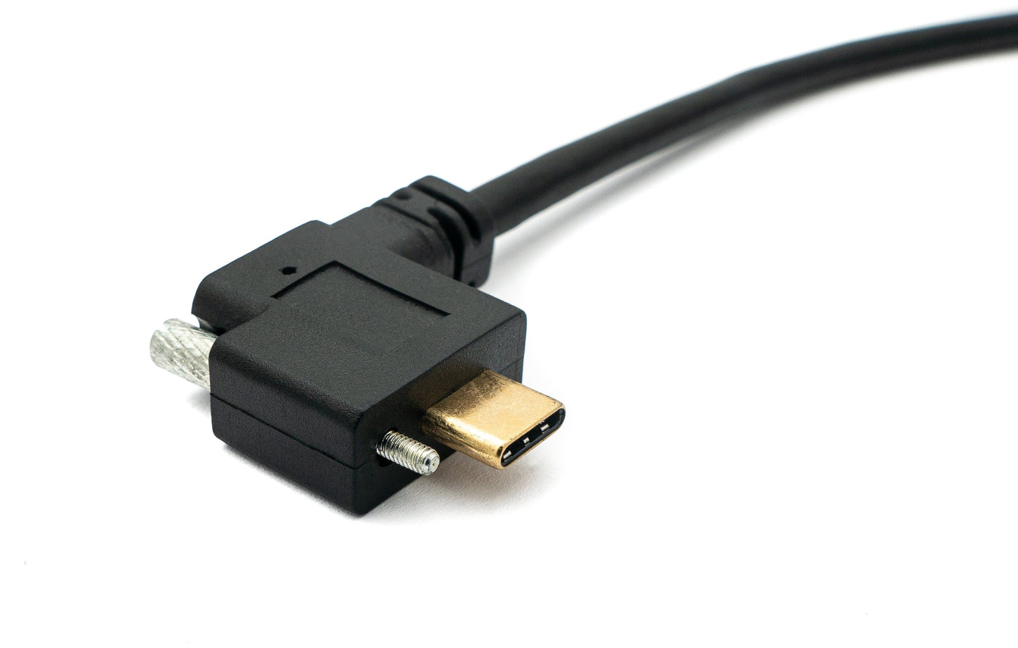 SYSTEM-S USB 3.1 Kabel 200 cm Typ C Stecker zu Buchse Schraube Winkel in Schwarz