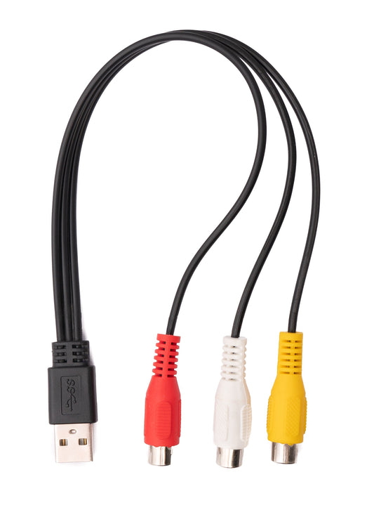 SYSTEM-S Cinch 3 RCA cable 25 cm female to USB 2.0 Type A male AV in black