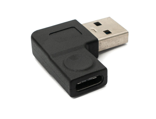 SYSTEM-S USB 3.1 millistykki af gerð C kvenkyns í 3.0 af gerð A karlkyns vinklaðan snúru í svörtu