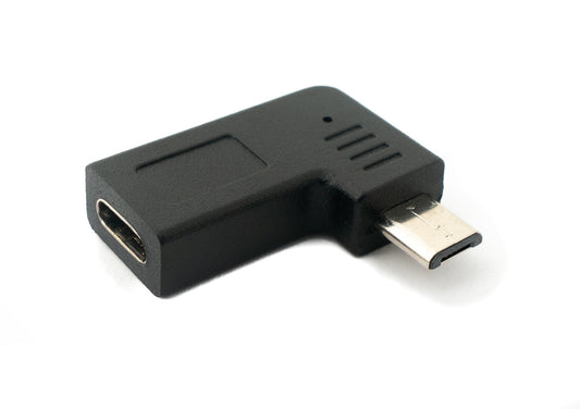 SYSTEM-S USB 3.1 millistykki af gerðinni C kvenkyns í 2.0 Micro B karlkyns, vinklað hægri