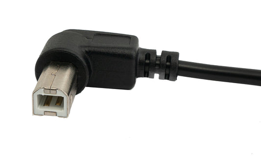 SYSTEM-S USB 2.0 snúra 100 cm af gerðinni B karlkyns í A karlkyns, vinklaður í svörtu