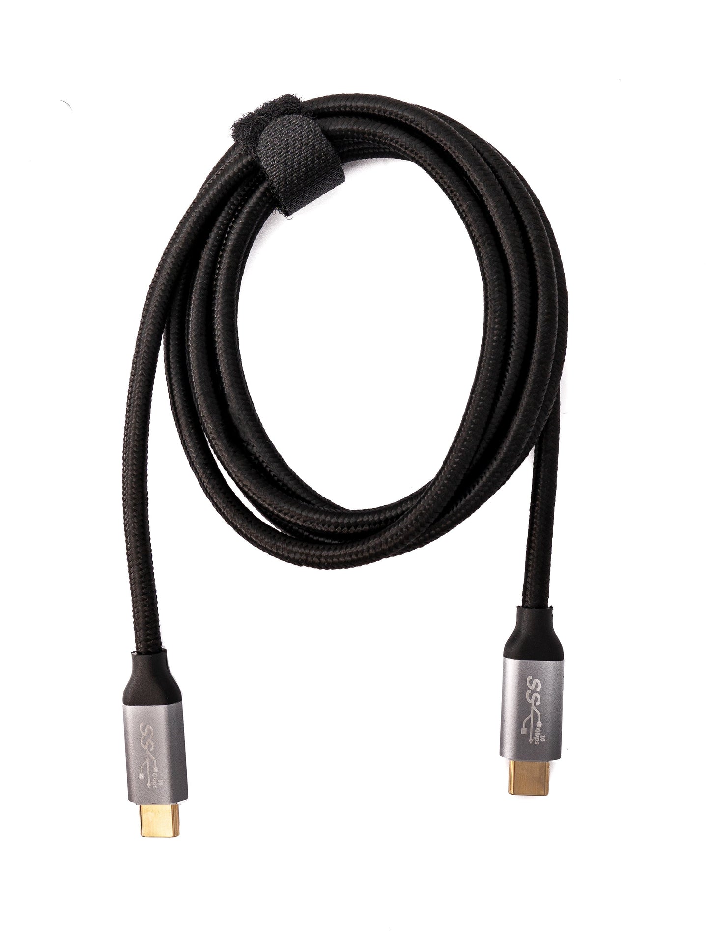 SYSTEM-S USB 3.1 Gen 2 100W snúra 150 cm Type C karlkyns í karlkyns fléttuð í svörtu