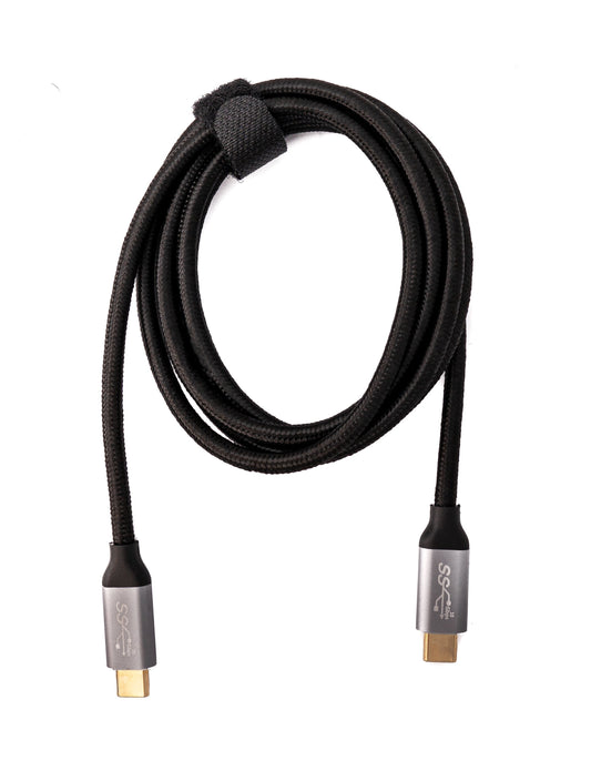 SYSTEM-S USB 3.1 Gen 2 100W snúra 150 cm Type C karlkyns í karlkyns fléttuð í svörtu