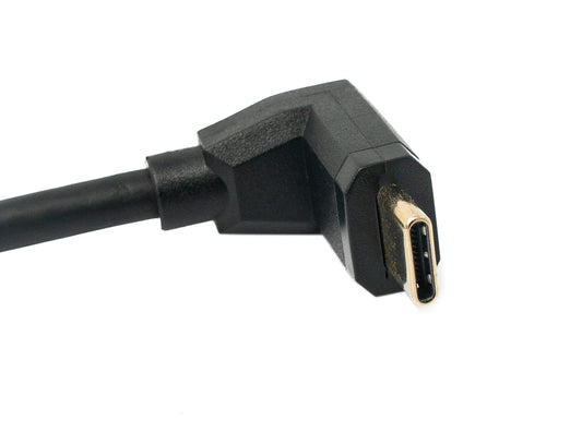 SYSTEM-S USB 3.1 snúra 30 cm Type C karlkyns í kvenkyns skrúfuhorn millistykki í svörtu