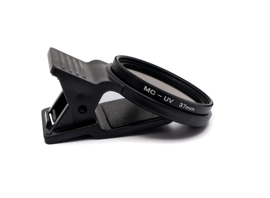 SYSTEM-S UV Filter 37 mm 2x coated Slim lens with clip for smartphones in black