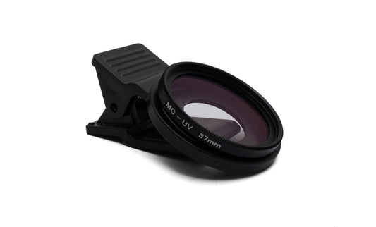 SYSTEM-S UV Filter 37 mm 12x coated slim lens with clip for smartphones in black