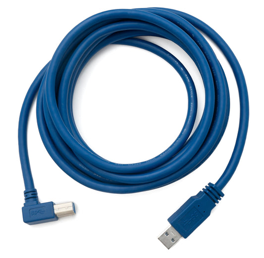 SYSTEM-S USB 3.0 cable 3 m Type B male to Type A male angled in blue