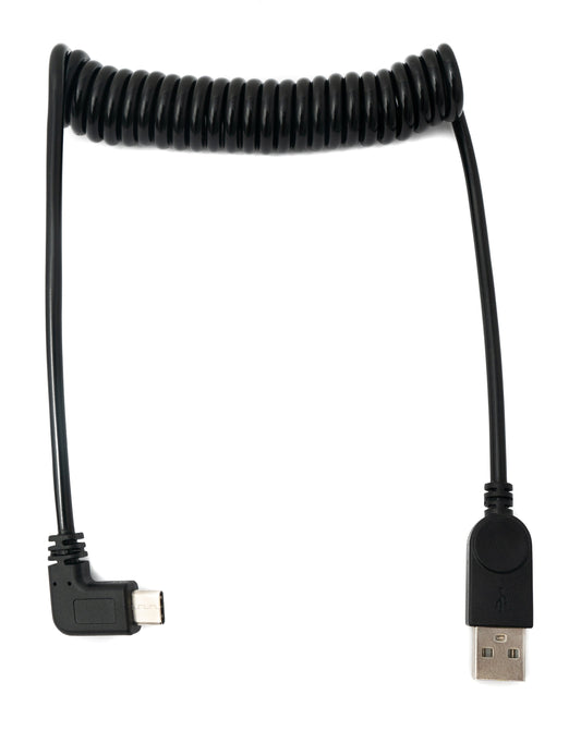 SYSTEM-S USB 3.1 snúra 120 cm Tegund C karlkyns í A karlkyns spíralhornað svart