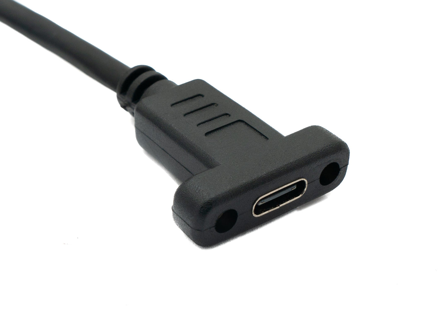 SYSTEM-S USB 3.1 snúra 50 cm Tegund C karlkyns í kvenkyns skrúfuð svart