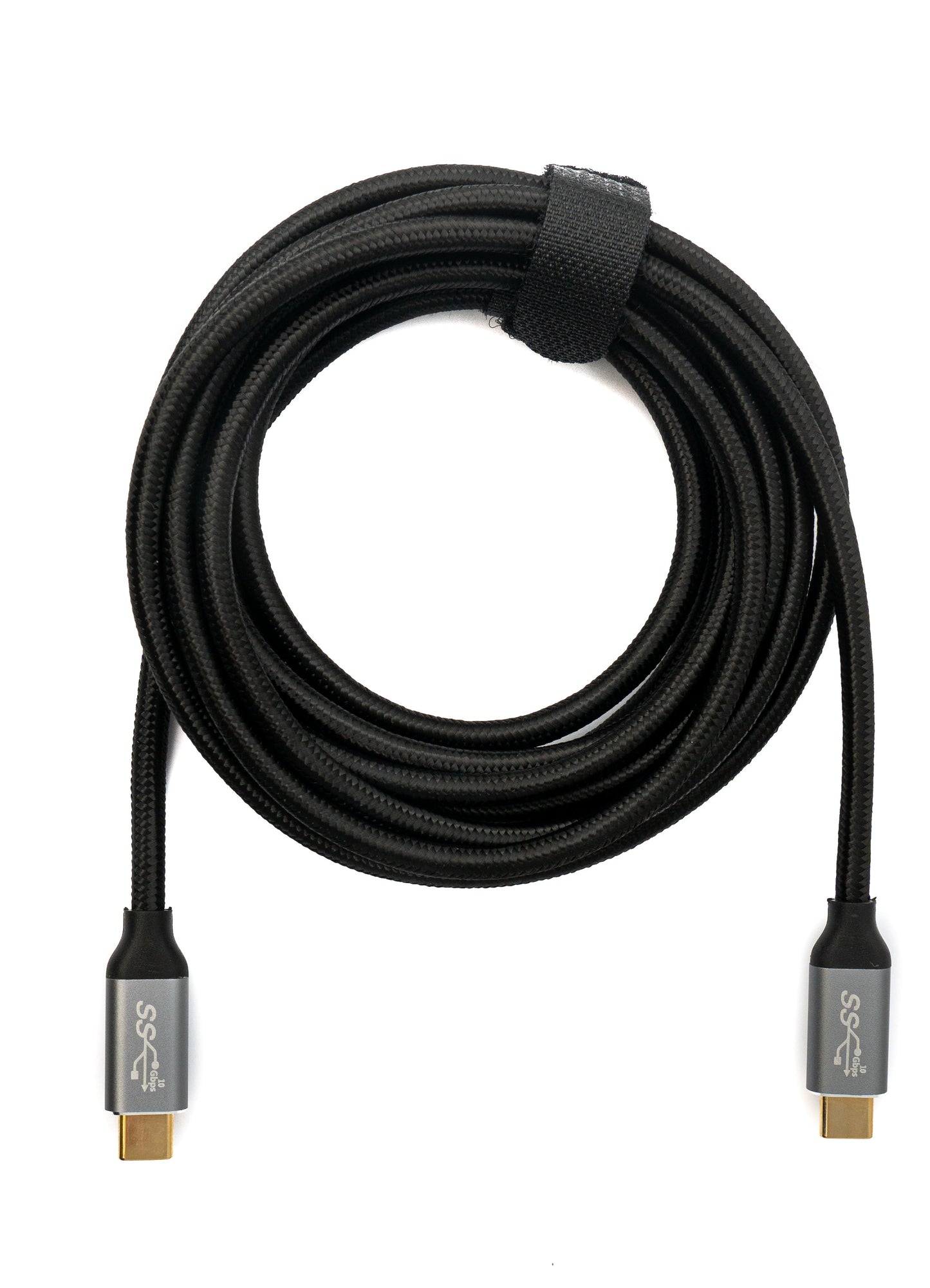SYSTEM-S USB 3.1 Gen 2 snúra, 3 m, karlkyns í karlkyns fléttuð í svörtu.