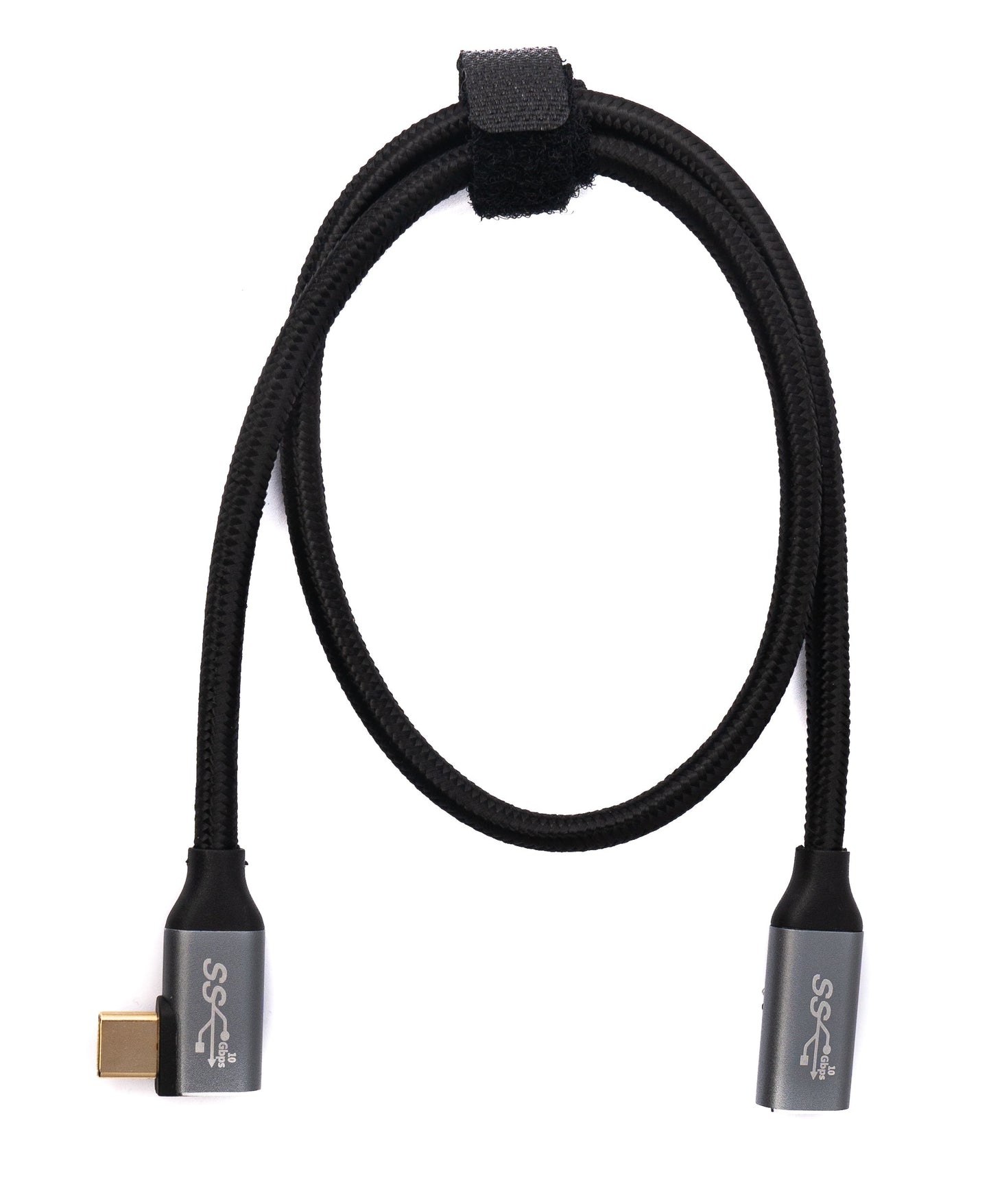 SYSTEM-S USB 3.1 Gen 2 snúra 50 cm Type C karlkyns í kvenkyns fléttuð hornsnúra