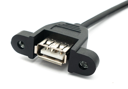 SYSTEM-S USB 2.0 snúra 2 m Tegund A karlkyns í kvenkyns skrúfusnúningur svartur