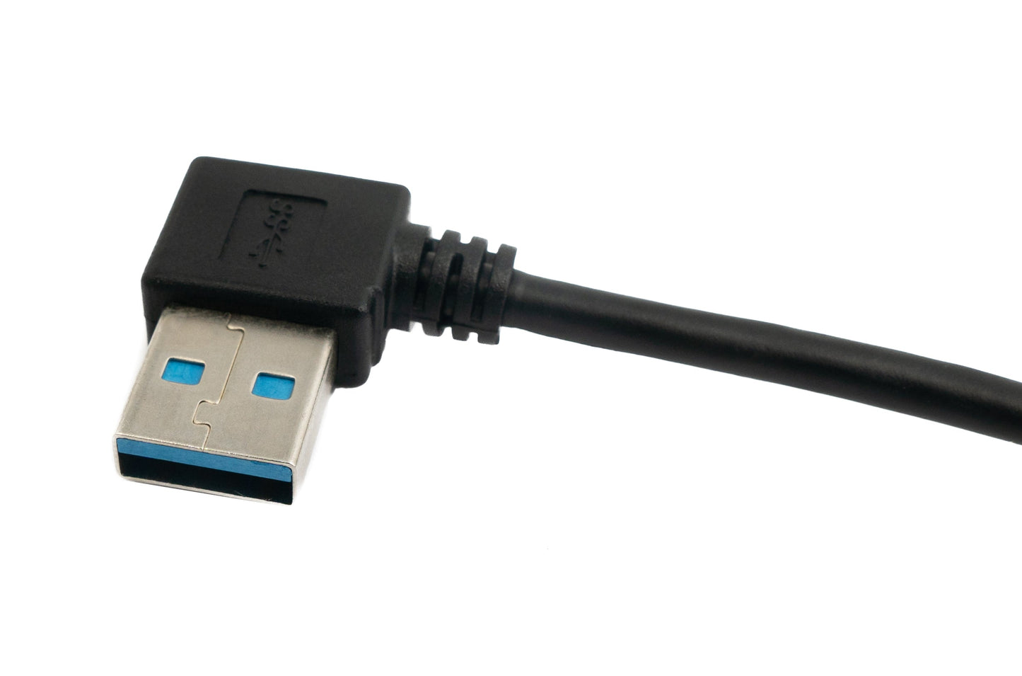 SYSTEM-S USB 3.1 snúra 1 m Type C karlkyns í Type A karlkyns, vinklaður í svörtu