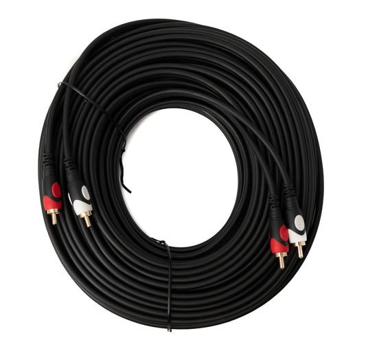 SYSTEM-S Cinch 2 RCA cable 30 m male to male stereo AV in black
