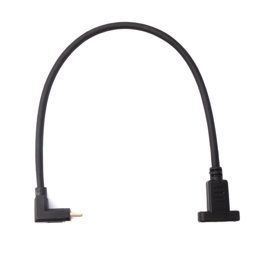 SYSTEM-S USB 3.1 snúra 30 cm Type C karlkyns í kvenkyns skrúfuhorn millistykki í svörtu