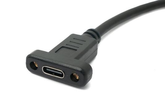 SYSTEM-S USB 3.1 Kabel 1,8 m Typ C Stecker zu Buchse Schraube Winkel in Schwarz