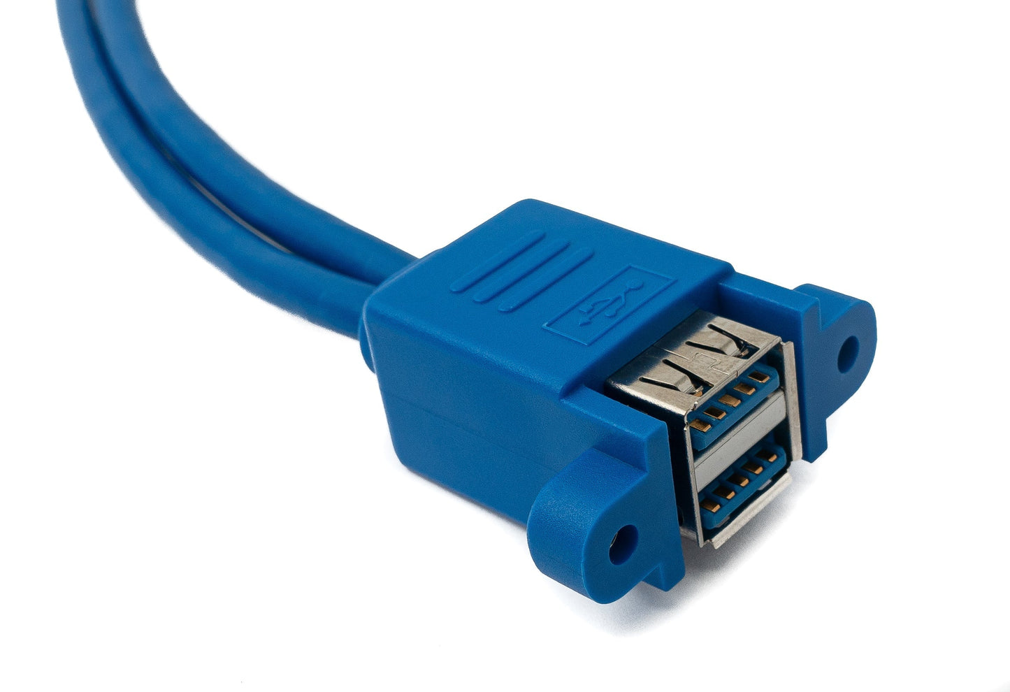 SYSTEM-S USB 3.0 Doppel Kabel 50 cm 2x Typ A Stecker zu 2x Typ A Buchse Schraube in Blau