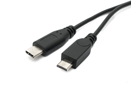 SYSTEM-S USB 3.1 cable 30 cm Type C & 2.0 Micro B male to female adapter in black