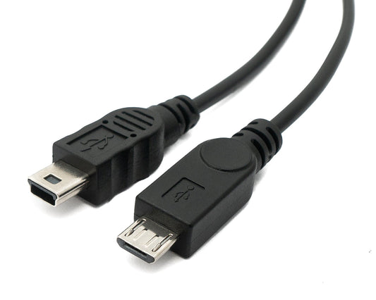 SYSTEM-S USB 2.0 cable 30cm Mini B female to male & Micro B male in black