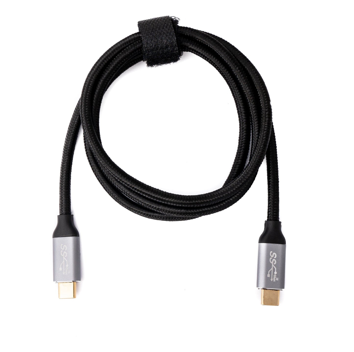 SYSTEM-S USB 3.1 Gen 2 100W snúra 100 cm Type C karlkyns í karlkyns fléttuð í svörtu