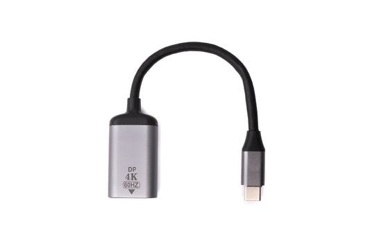 SYSTEM-S Display Port cable 20 cm DP female to USB 3.1 Type C male in grey