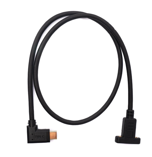 SYSTEM-S USB 3.1 cable 60 cm Type C male to female screw angle in black