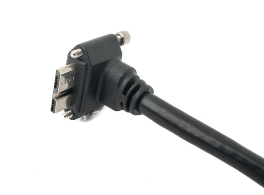 SYSTEM-S USB 3.0 cable 25 cm Micro B plug to A plug screw angle adapter black