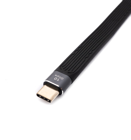 SYSTEM-S USB 3.1 Gen 2 snúra 13 cm Type C tengi í 3.0 A tengi flatt sveigjanlegt