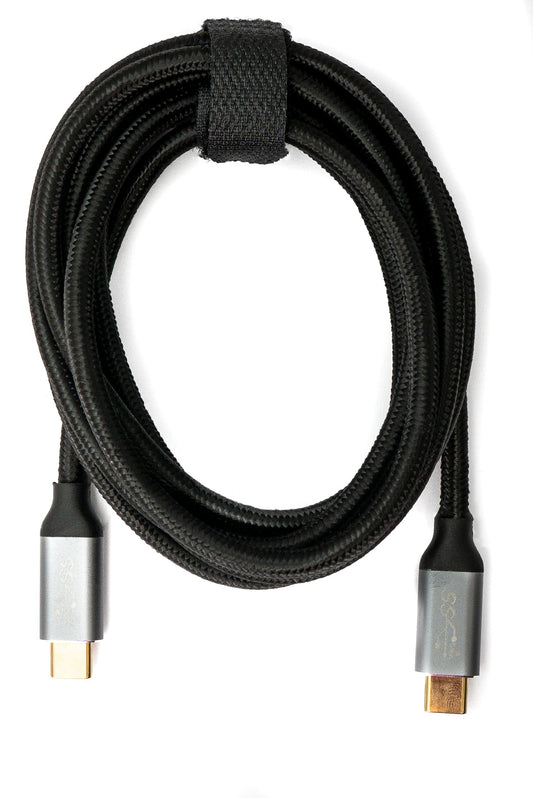 SYSTEM-S USB 3.1 Gen 2 100W Kabel 2 m Typ C Stecker zu Stecker geflochten in Schwarz