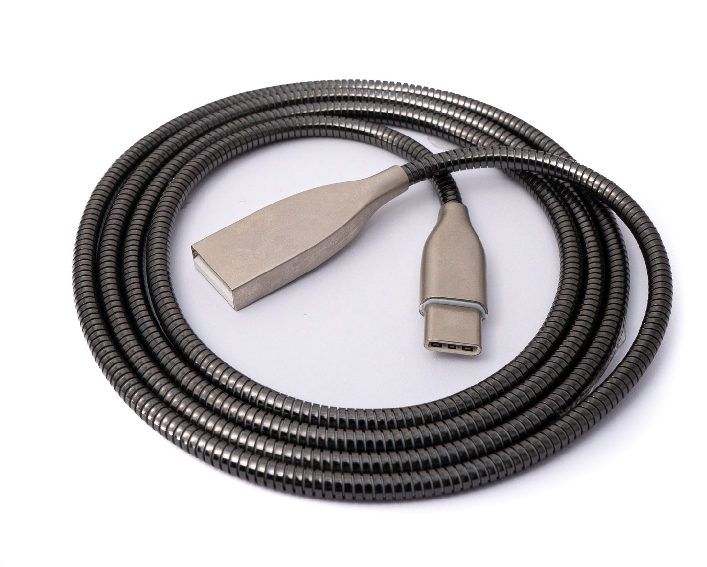 SYSTEM-S USB 3.1 snúra 100cm Tegund C karlkyns í 2.0 Tegund A kvenkyns málmfjaður grár