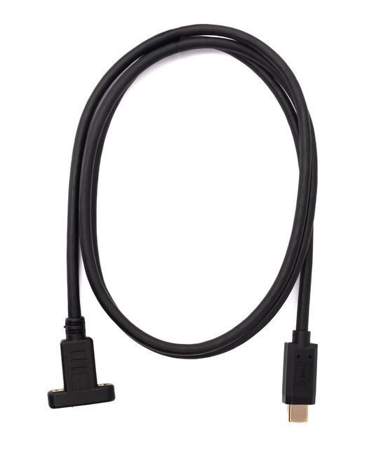 SYSTEM-S USB 3.1 snúra 100 cm Tegund C karlkyns í kvenkyns skrúfanleg svart