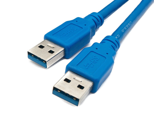SYSTEM-S USB 3.0 snúra 50 cm 2x Tegund A karlkyns í kvenkyns skrúfutengi í bláu