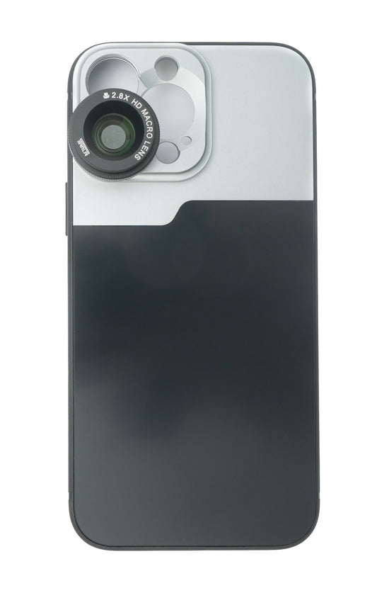 SYSTEM-S Macro linsa 2.8x HD sía með hulstri í svörtu fyrir iPhone 13 Pro Max