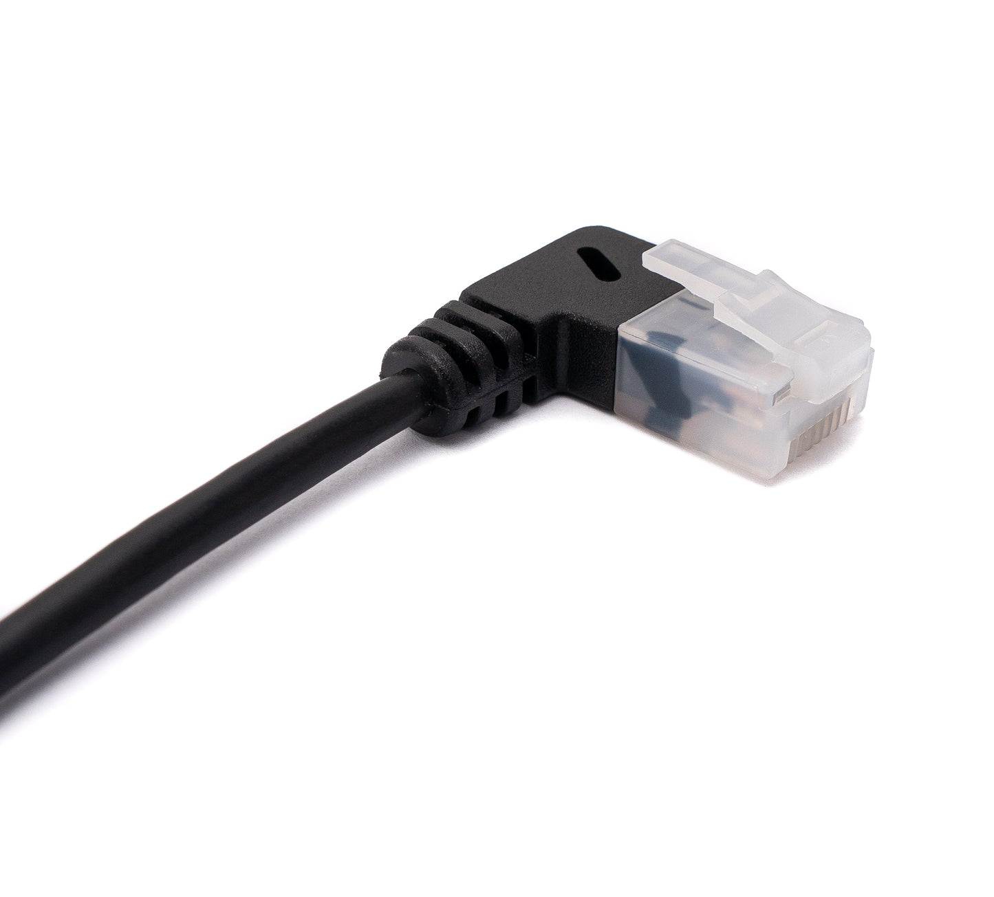 SYSTEM-S LAN snúra 25 cm RJ45 8P8C STP Cat6 tengi í tengi, hornrétt, svart