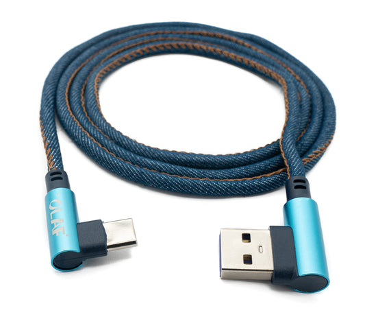 SYSTEM-S USB 3.1 snúra 100 cm Tegund C tengi Tegund A tengi fléttaður vinkill í bláu