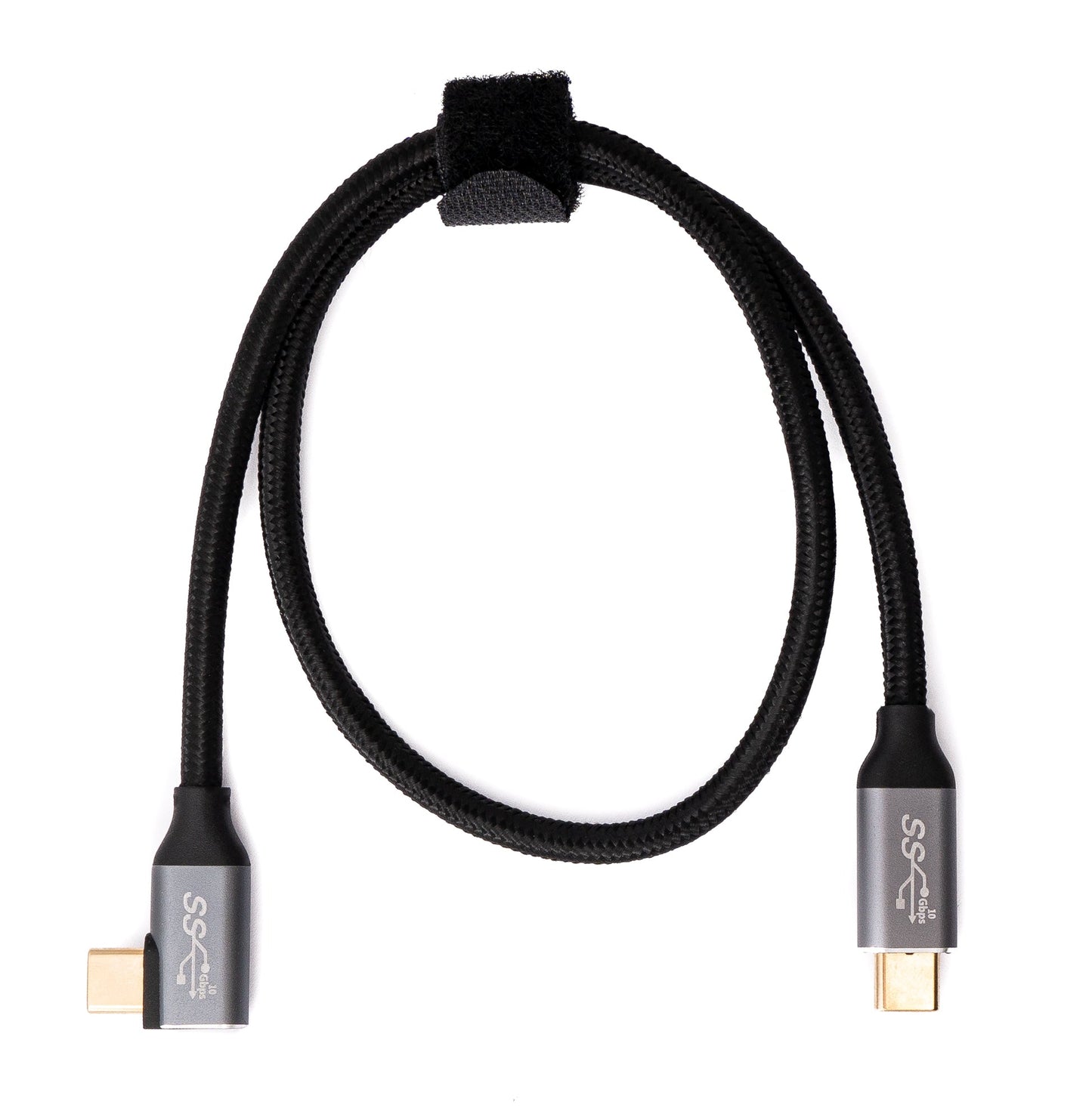SYSTEM-S USB 3.1 Gen 2 100W snúra 50 cm Tegund C karlkyns í karlkyns, fléttuð, svört
