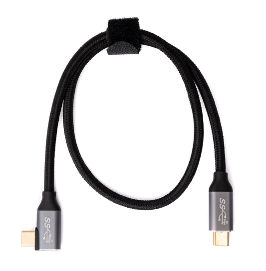 SYSTEM-S USB 3.1 Gen 2 100W snúra 50 cm Tegund C karlkyns í karlkyns, fléttuð, svört