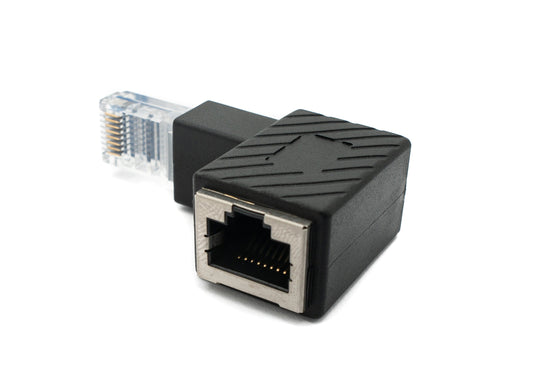 SYSTEM-S LAN adapter RJ45 plug to socket angled Ethernet adapter cable in black
