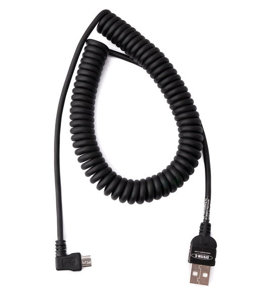 SYSTEM-S USB 2.0 snúra 200 cm Tegund A karlkyns í Micro B karlkyns spíralhornssnúra í svörtu