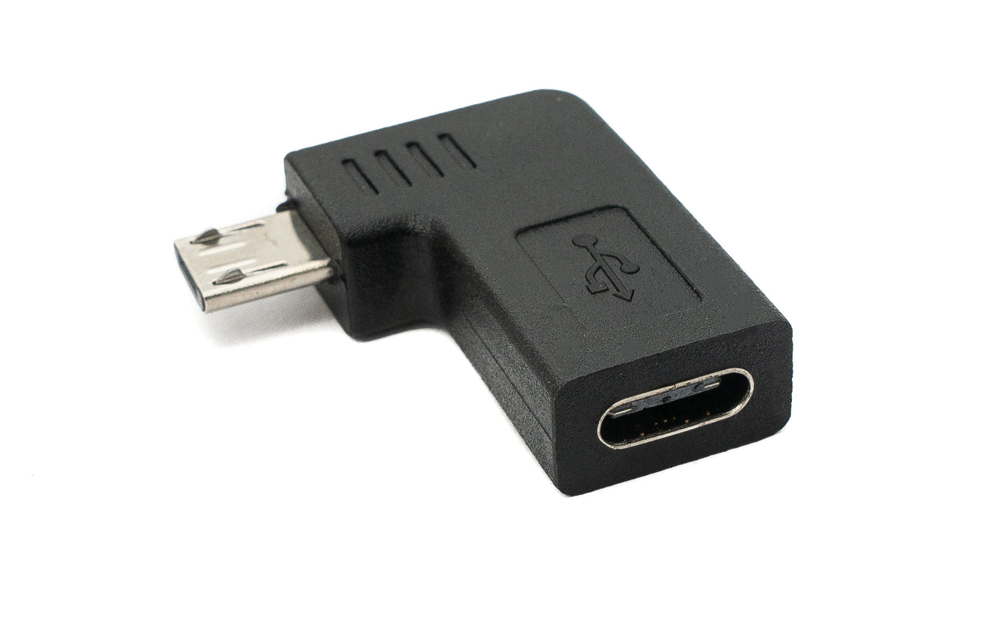 SYSTEM-S USB 3.1 millistykki Tegund C kvenkyns í 2.0 Micro B karlkyns horntengi - Hægri