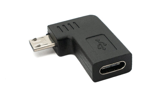 SYSTEM-S USB 3.1 millistykki Tegund C kvenkyns í 2.0 Micro B karlkyns horntengi - Hægri