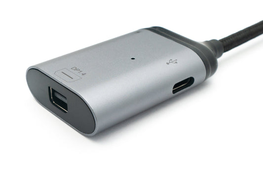 SYSTEM-S 3-in-1 adapter Mini DP 1.4 female & 2x USB 3.1 Type C female to Type C male gray