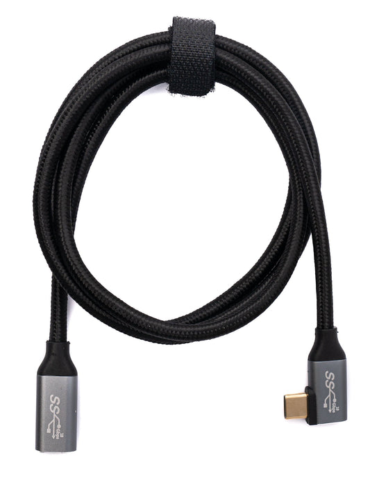 SYSTEM-S USB 3.1 Gen 2 Kabel 100 cm Typ C Stecker zu Buchse geflochten Winkel