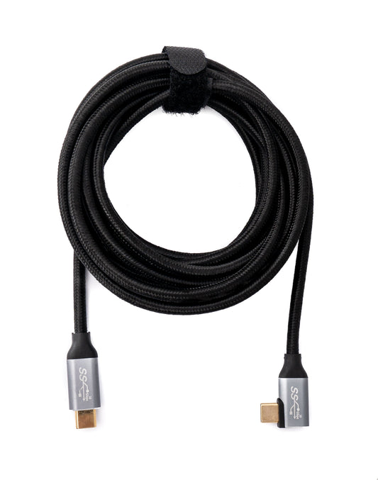 SYSTEM-S USB 3.1 Gen 2 100W snúra 3 m Tegund C karlkyns í karlkyns fléttuð í svörtu