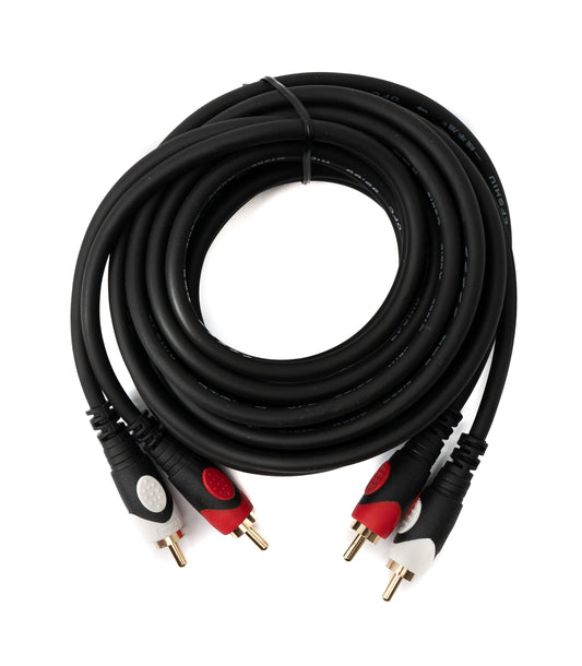 SYSTEM-S Cinch 2 RCA snúra 3 m karlkyns í karlkyns stereó AV í svörtu