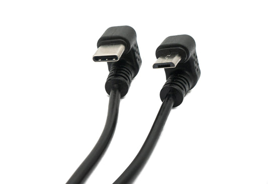 SYSTEM-S USB 3.1 snúra 30 cm Type C & 2.0 Micro B karlkyns í kvenkyns 180° horn í svörtu