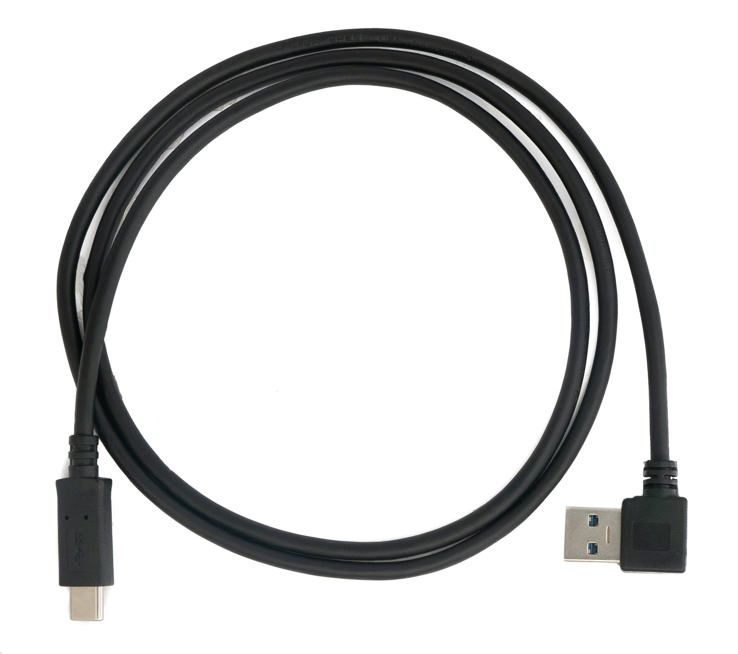 SYSTEM-S USB 3.1 snúra 1 m Type C karlkyns í Type A karlkyns, vinklaður í svörtu