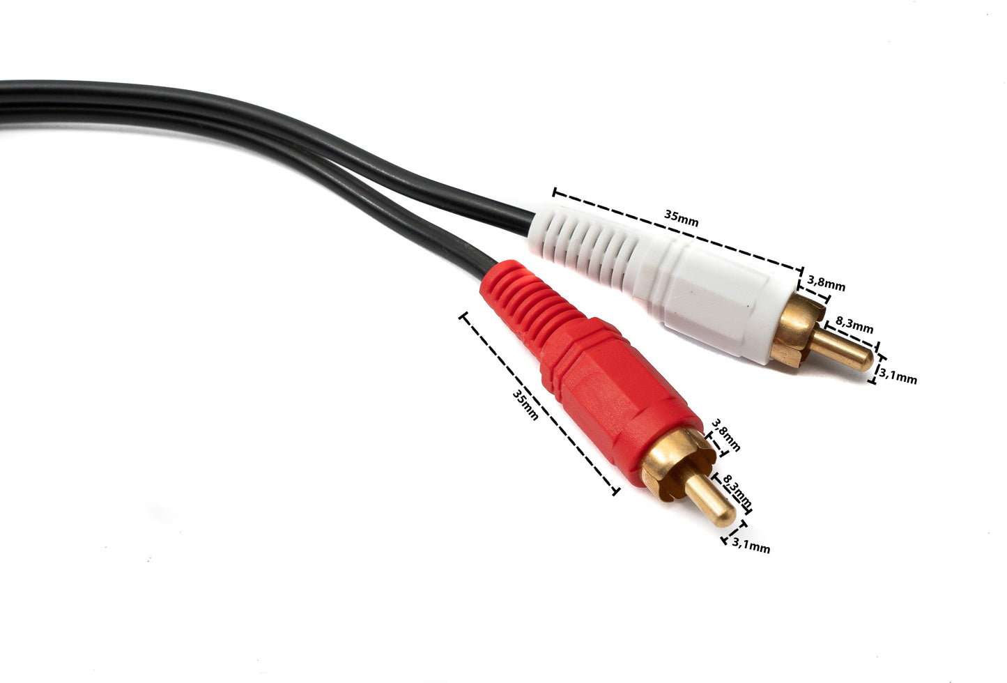 SYSTEM-S Cinch 2 RCA snúra 1,5 m karlkyns í karlkyns stereó AV í svörtu