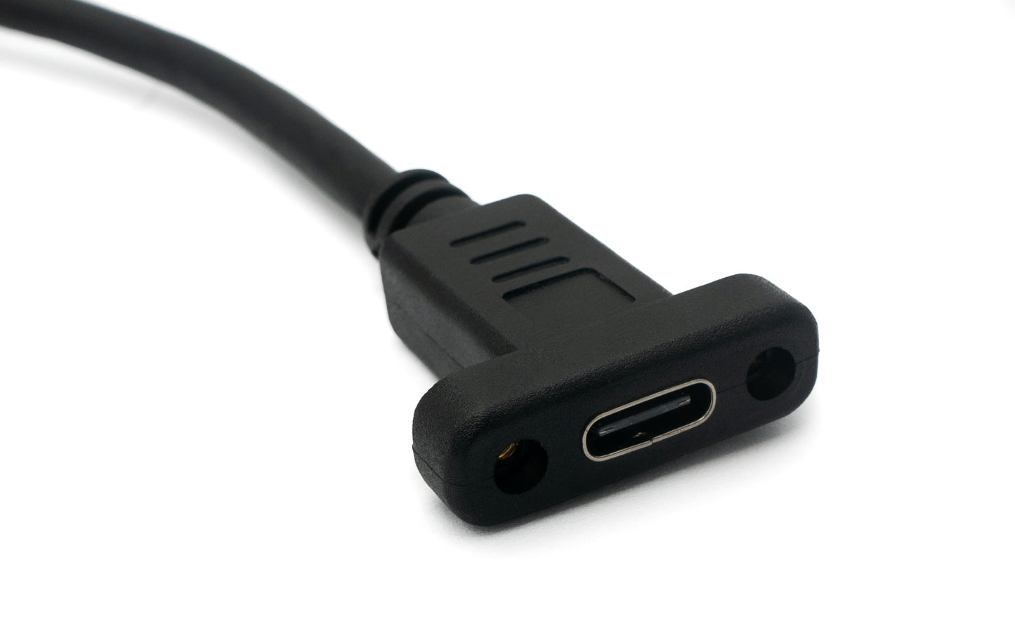 SYSTEM-S USB 3.1 snúra 30 cm Type C karlkyns í kvenkyns skrúfumillistykki í svörtu