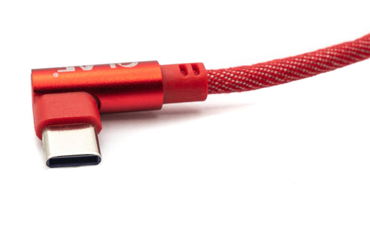 SYSTEM-S USB 3.1 cable 2 m Type C plug to 3.0 Type A plug braided angle in red